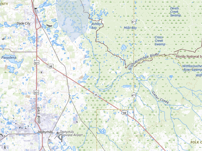 NEXRAD radar-signature map of the hail storm over Dade City, FL on Jul 7, 2026