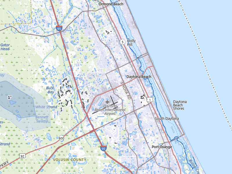 NEXRAD radar-signature map of the hail storm over Daytona Beach, FL on Jul 7, 2026