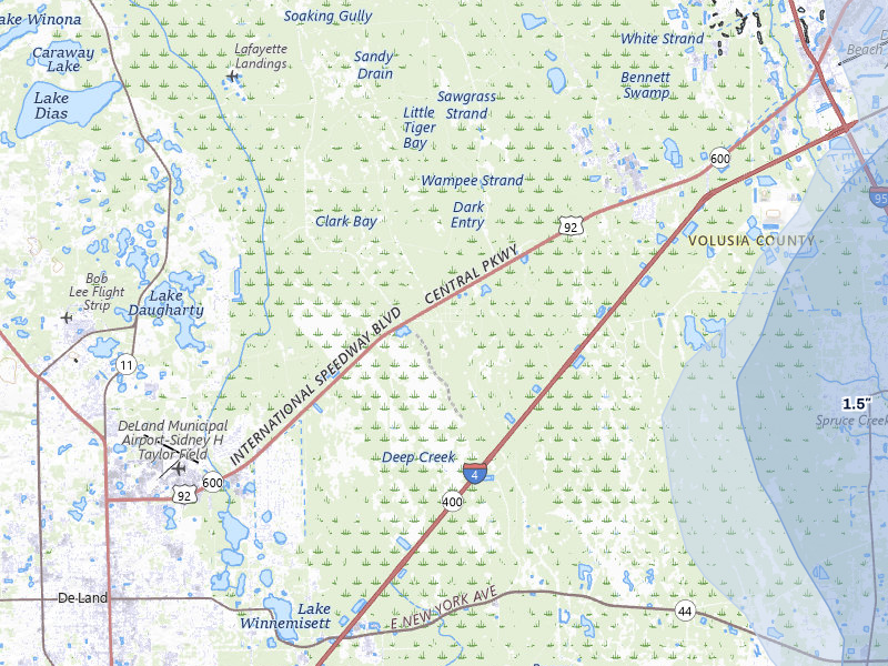 NEXRAD radar-signature map of the hail storm over Daytona Beach, FL on Aug 22, 2026