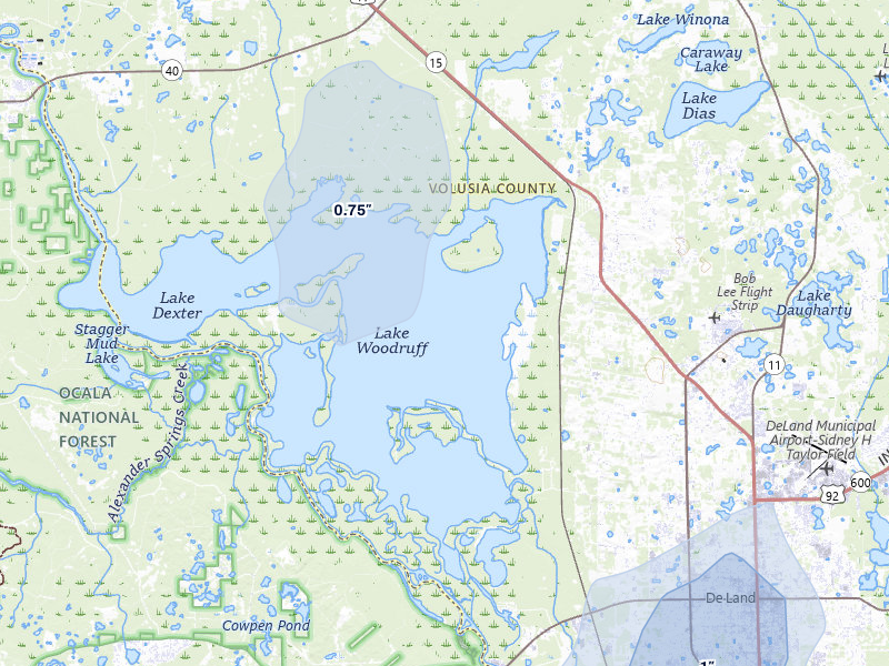 NEXRAD radar-signature map of the hail storm over De Leon Springs, FL on Jun 29, 2026
