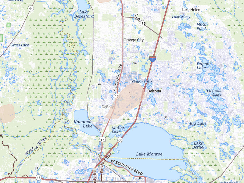 Radar-estimated hail-size map of the storm over Debary, FL on Jun 29, 2026