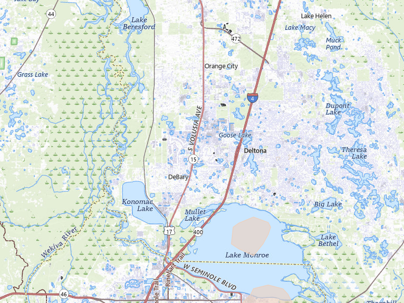 Radar-estimated hail-size map of the storm over Debary, FL on Jul 4, 2026