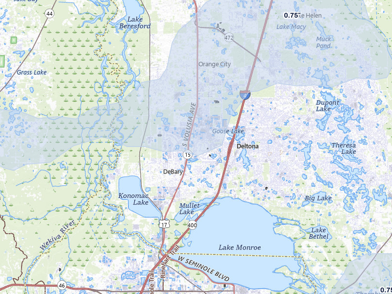 NEXRAD radar-signature map of the hail storm over Debary, FL on Jul 30, 2026