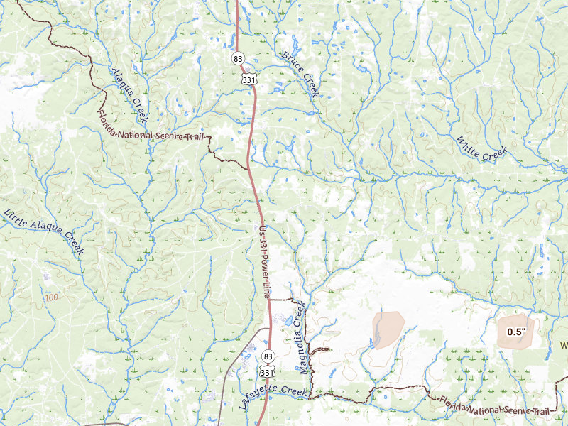Radar-estimated hail-size map of the storm over Defuniak Springs, FL on Jan 3, 2026