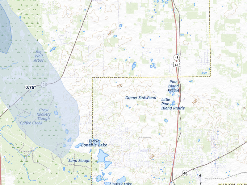 NEXRAD radar-signature map of the hail storm over Dunnellon, FL on Jun 28, 2026