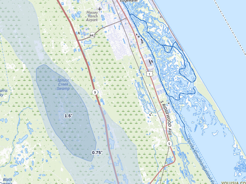 NEXRAD radar-signature map of the hail storm over Edgewater, FL on Jul 26, 2026