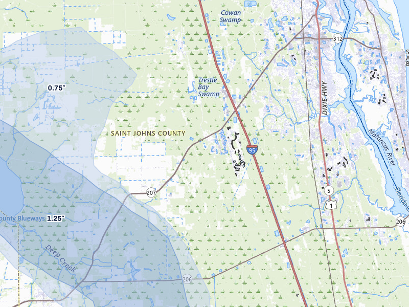 NEXRAD radar-signature map of the hail storm over Elkton, FL on Jul 10, 2026