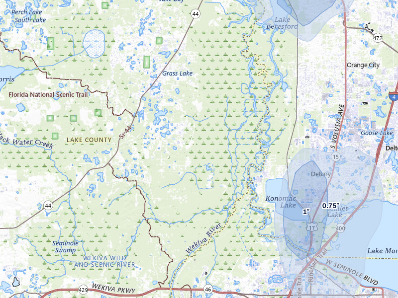 NEXRAD radar-signature map of the hail storm over Eustis, FL on Jun 29, 2026