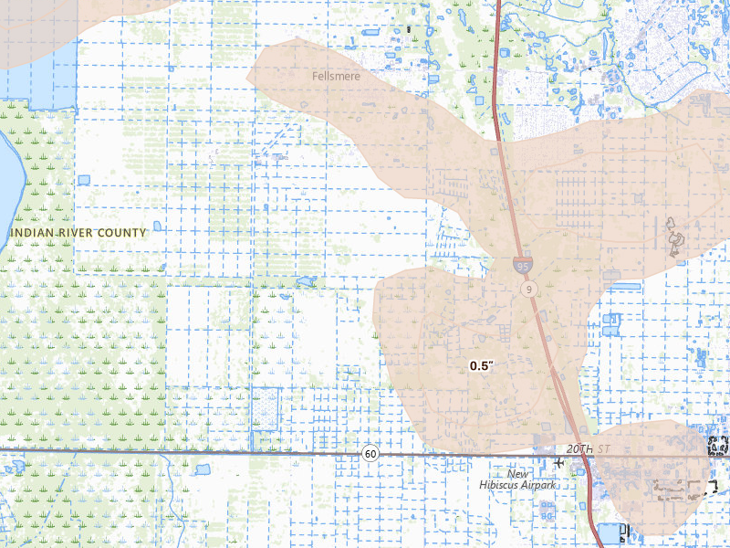 Radar-estimated hail-size map of the storm over Fellsmere, FL
