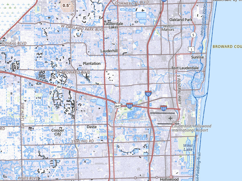 Radar-estimated hail-size map of the storm over Fort Lauderdale, FL on Jul 6, 2026