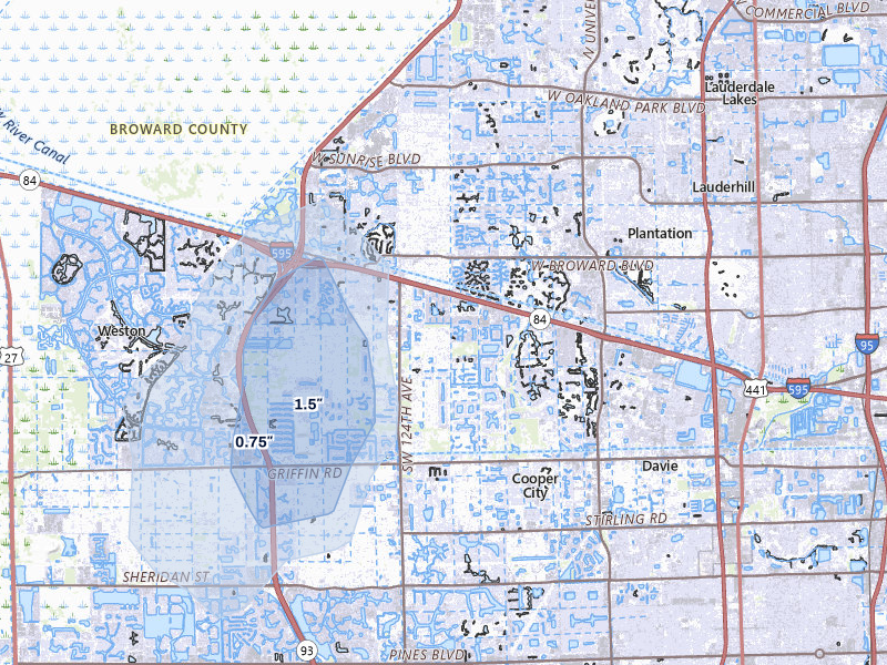 NEXRAD radar-signature map of the hail storm over Fort Lauderdale, FL on Aug 13, 2026