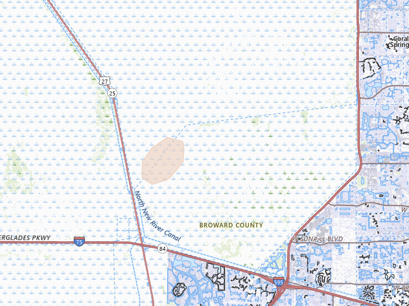 Radar-estimated hail-size map of the storm over Fort Lauderdale, FL on Aug 20, 2026