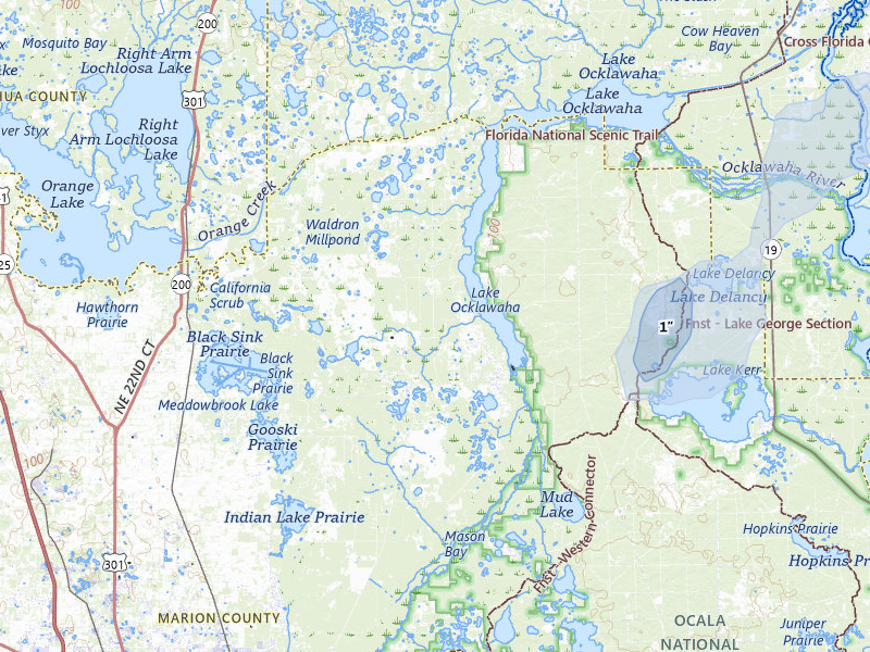 NEXRAD radar-signature map of the hail storm over Fort Mc Coy, FL on Jul 28, 2026