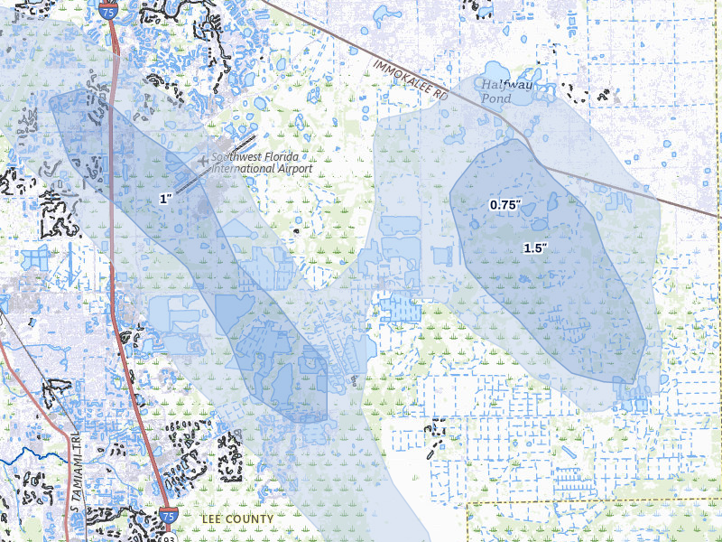 NEXRAD radar-signature map of the hail storm over Fort Myers, FL on Apr 2, 2026