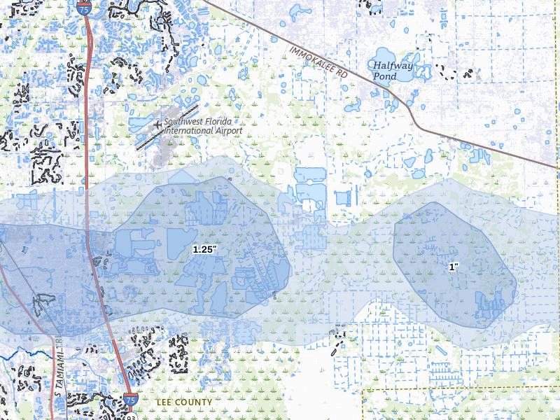 NEXRAD radar-signature map of the hail storm over Fort Myers, FL on May 17, 2026