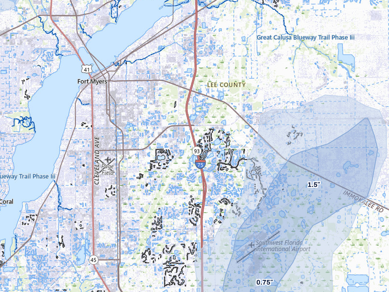 NEXRAD radar-signature map of the hail storm over Fort Myers, FL on Jun 27, 2026