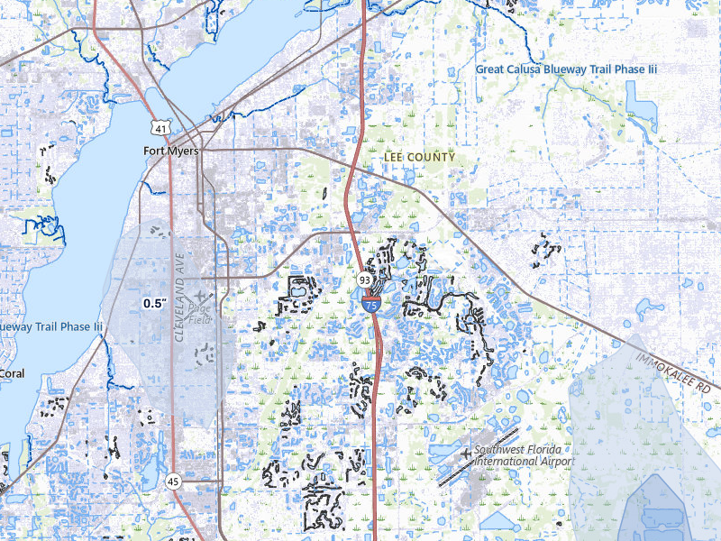 NEXRAD radar-signature map of the hail storm over Fort Myers, FL on Jul 1, 2026