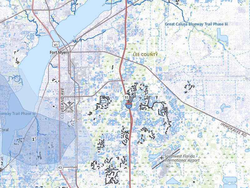 NEXRAD radar-signature map of the hail storm over Fort Myers, FL on Jul 7, 2026