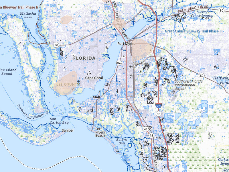 Radar-estimated hail-size map of the storm over Fort Myers, FL on Aug 14, 2026