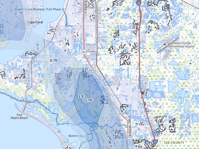 NEXRAD radar-signature map of the hail storm over Fort Myers, FL on Aug 29, 2026