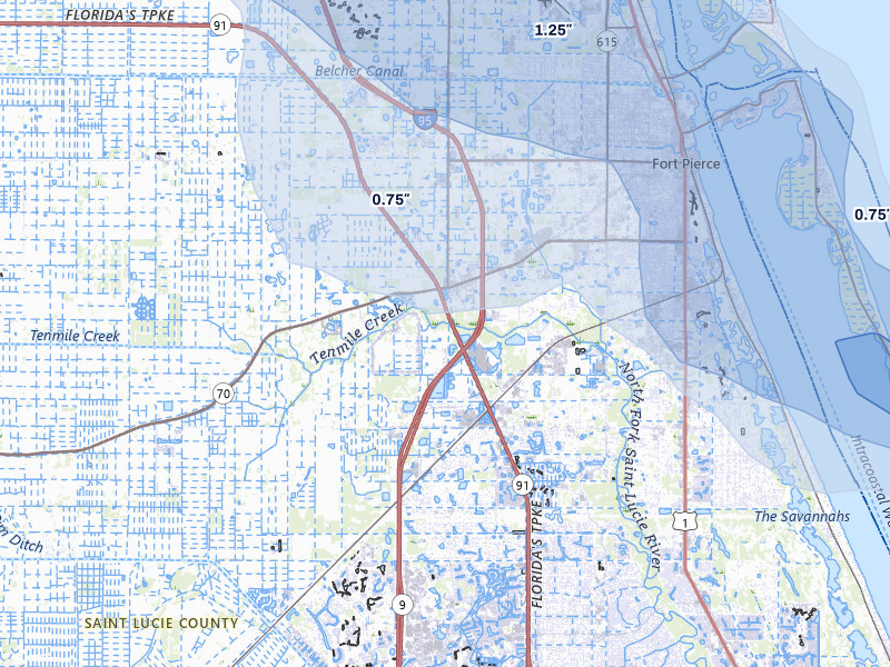 NEXRAD radar-signature map of the hail storm over Fort Pierce, FL on May 11, 2026
