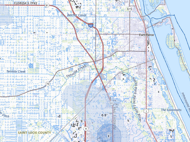 NEXRAD radar-signature map of the hail over Fort Pierce, FL