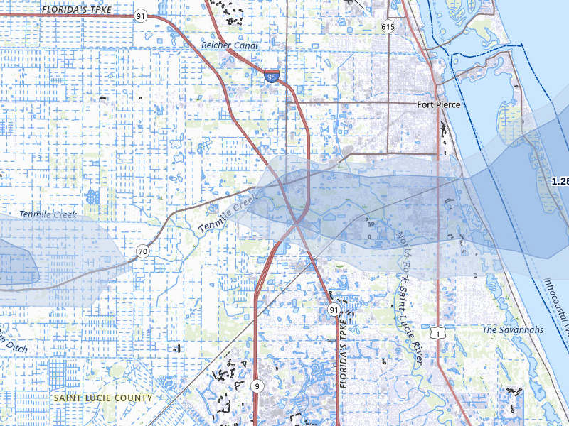 NEXRAD radar-signature map of the hail storm over Fort Pierce, FL on Jul 31, 2026