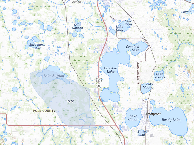 NEXRAD radar-signature map of the hail storm over Frostproof, FL on Jun 29, 2026