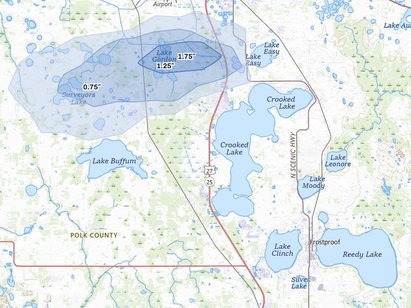 NEXRAD radar-signature map of the hail storm over Frostproof, FL on Jul 4, 2026