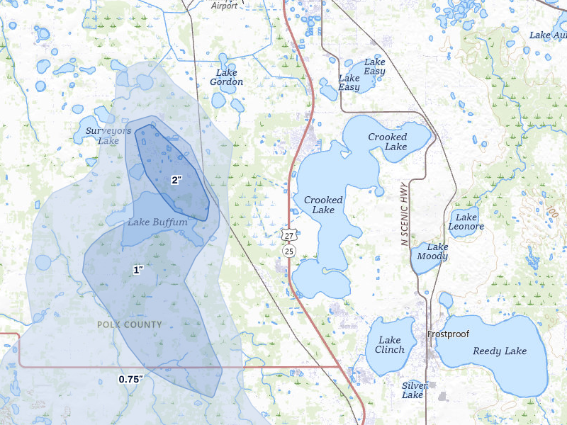 NEXRAD radar-signature map of the hail storm over Frostproof, FL on Jul 10, 2026