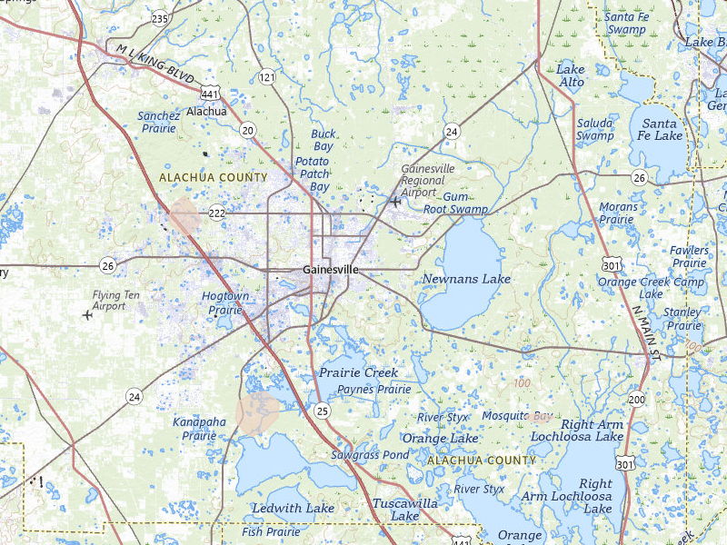 Radar-estimated hail-size map of the storm over Gainesville, FL on Aug 20, 2026