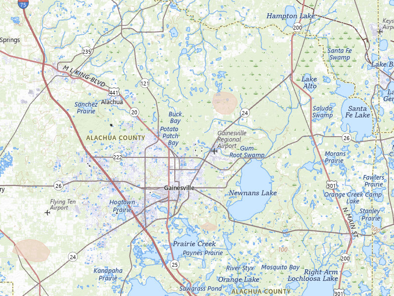 Radar-estimated hail-size map of the storm over Gainesville, FL on Aug 25, 2026