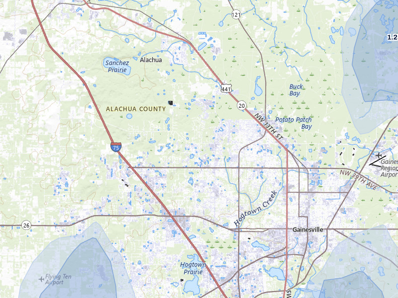 NEXRAD radar-signature map of the hail storm over Gainesville, FL on Aug 25, 2026