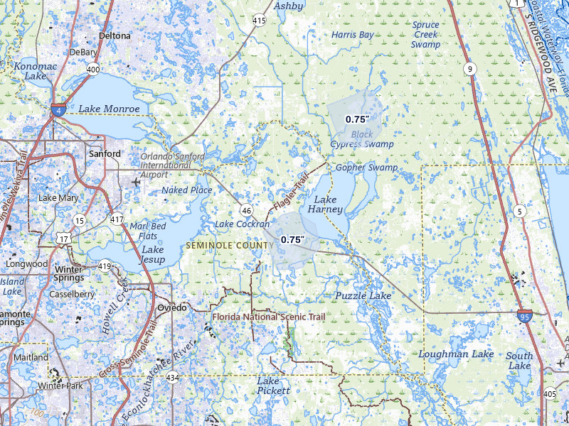 NEXRAD radar-signature map of the hail storm over Geneva, FL on Jun 27, 2026