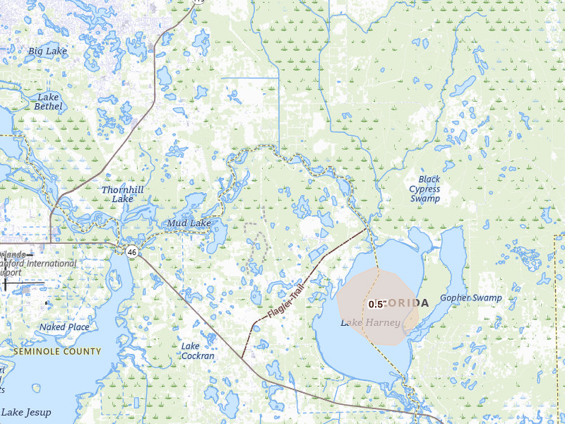 Radar-estimated hail-size map of the storm over Geneva, FL on Jul 17, 2026