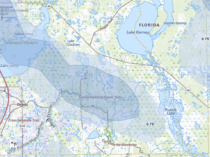 NEXRAD radar-signature map of the hail storm over Geneva, FL on Aug 19, 2026