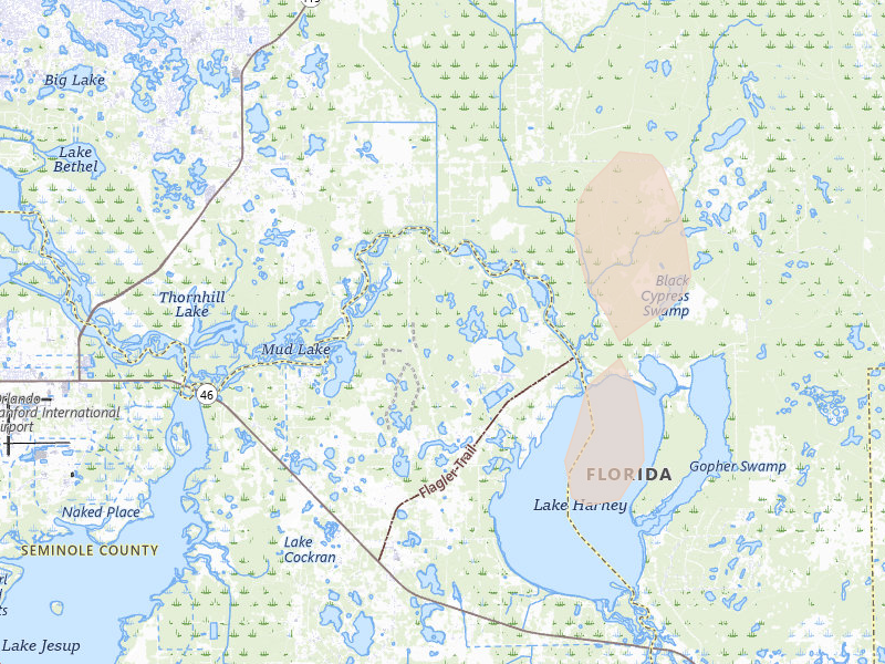 Radar-estimated hail-size map of the storm over Geneva, FL on Aug 21, 2026