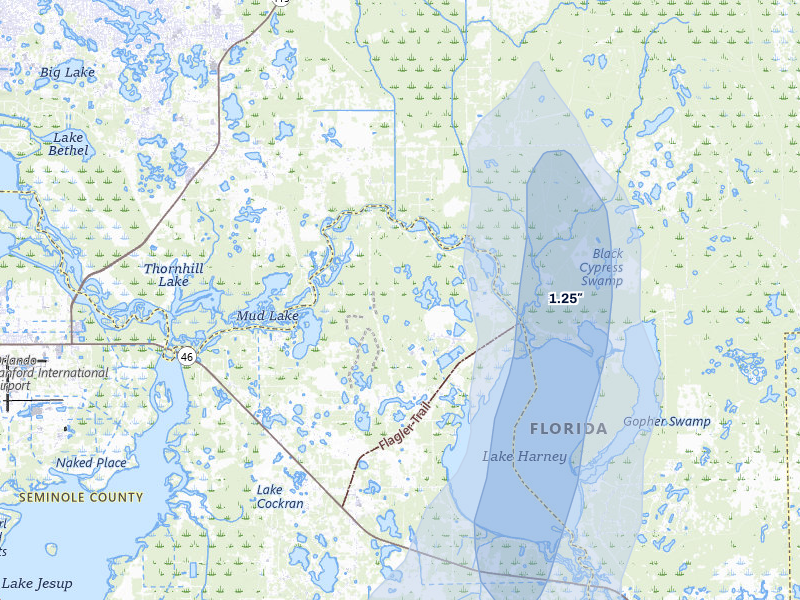 NEXRAD radar-signature map of the hail storm over Geneva, FL on Aug 21, 2026