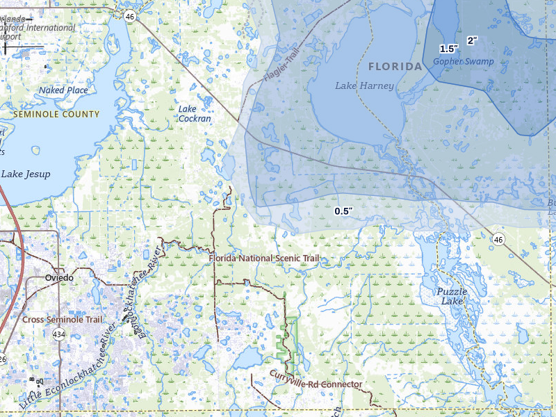 NEXRAD radar-signature map of the hail storm over Geneva, FL on Aug 22, 2026