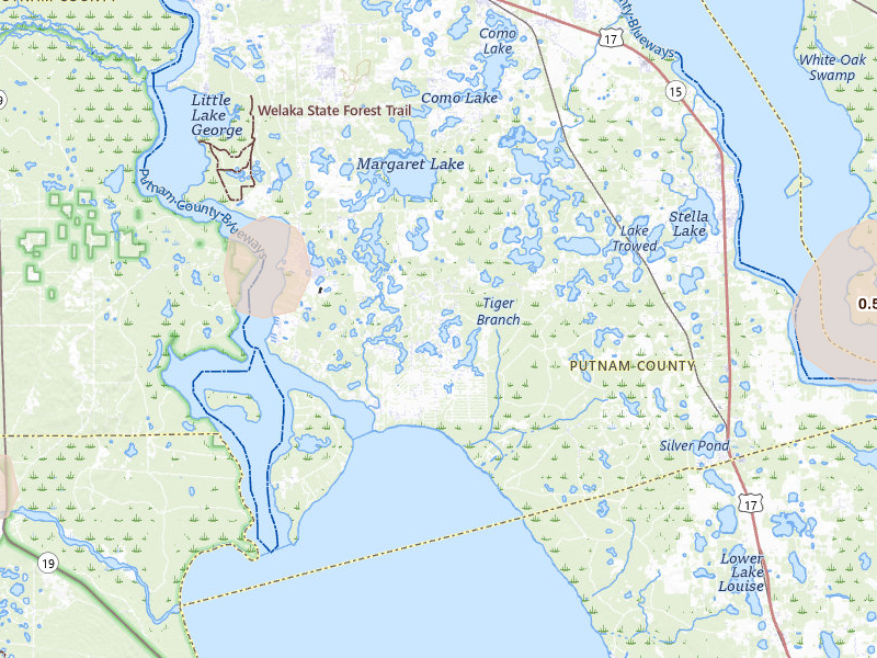 Radar-estimated hail-size map of the storm over Georgetown, FL on Jul 4, 2026
