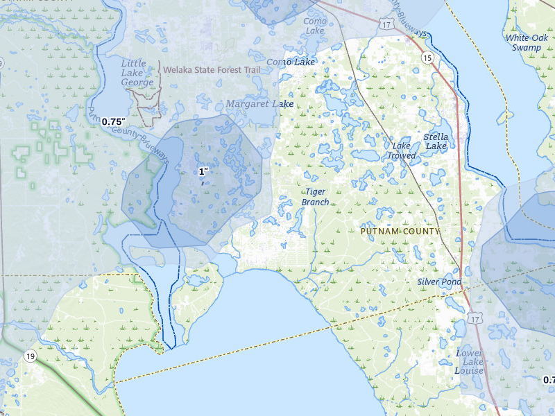 NEXRAD radar-signature map of the hail over Georgetown, FL