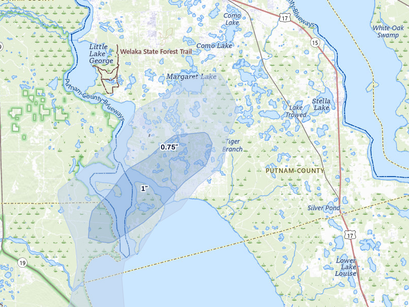 NEXRAD radar-signature map of the hail storm over Georgetown, FL on Jul 9, 2026