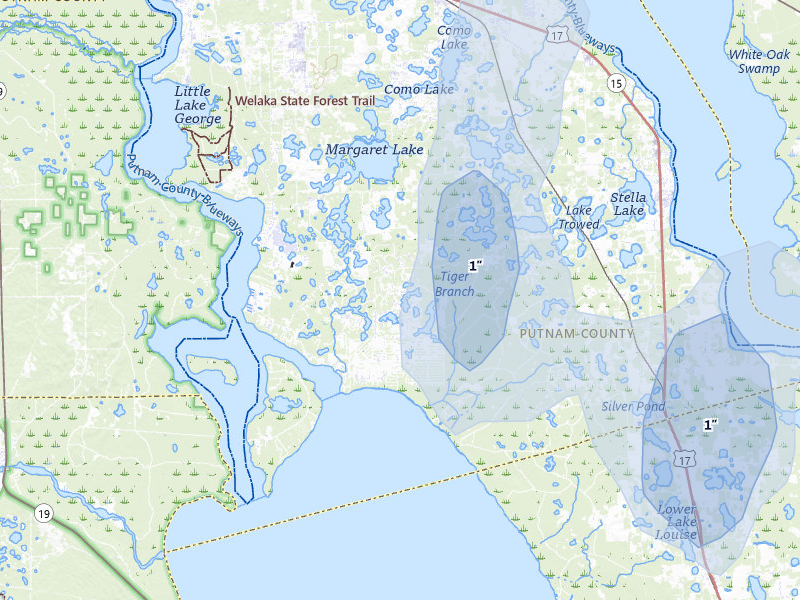 NEXRAD radar-signature map of the hail storm over Georgetown, FL on Jul 11, 2026