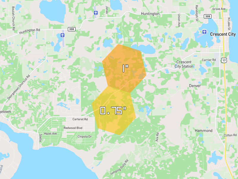 Hail map of Georgetown, FL on Jul 11, 2026, hail up to 1"