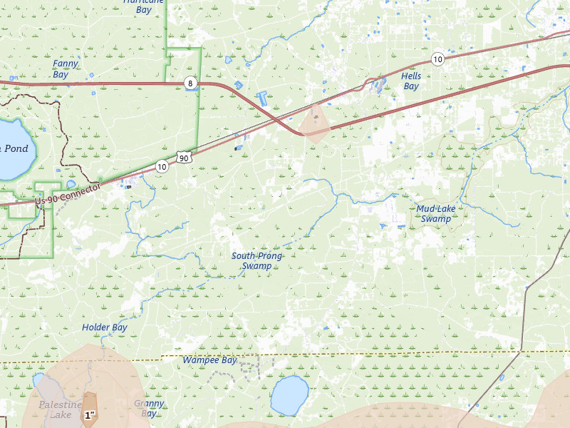 Radar-estimated hail-size map of the storm over Glen Saint Mary, FL on Aug 19, 2026