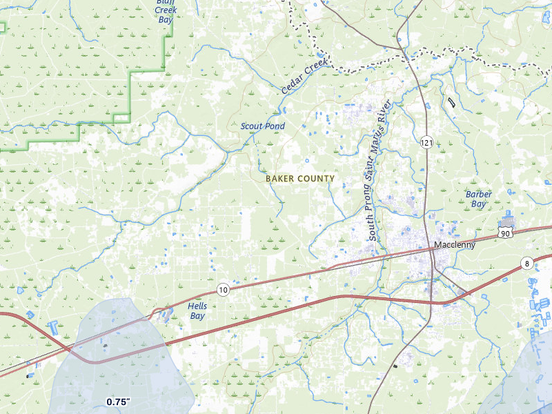 NEXRAD radar-signature map of the hail storm over Glen Saint Mary, FL on Aug 19, 2026