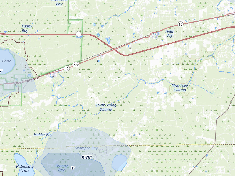 NEXRAD radar-signature map of the hail storm over Glen Saint Mary, FL on Aug 24, 2026