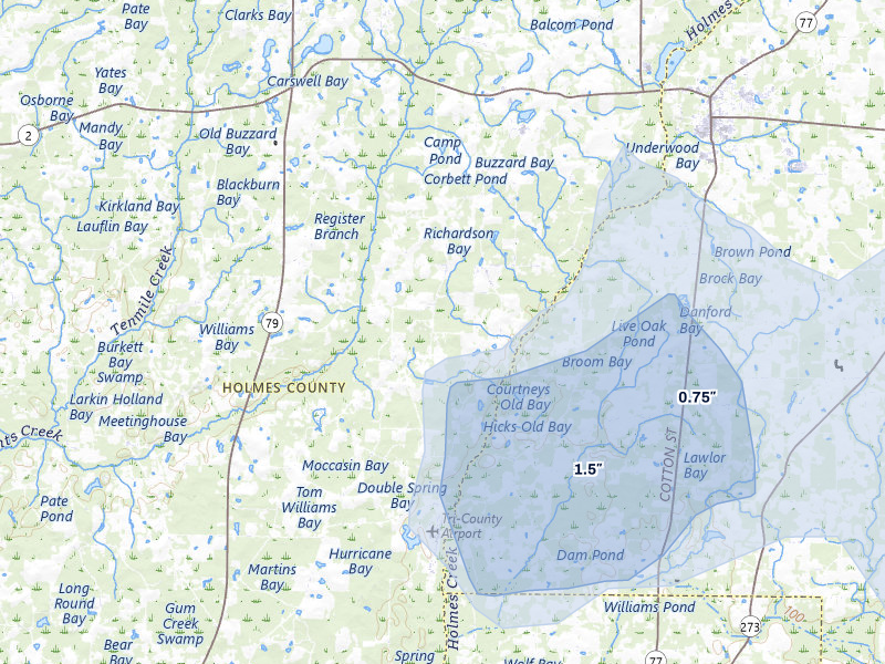NEXRAD radar-signature map of the hail storm over Graceville, FL on Jul 29, 2026