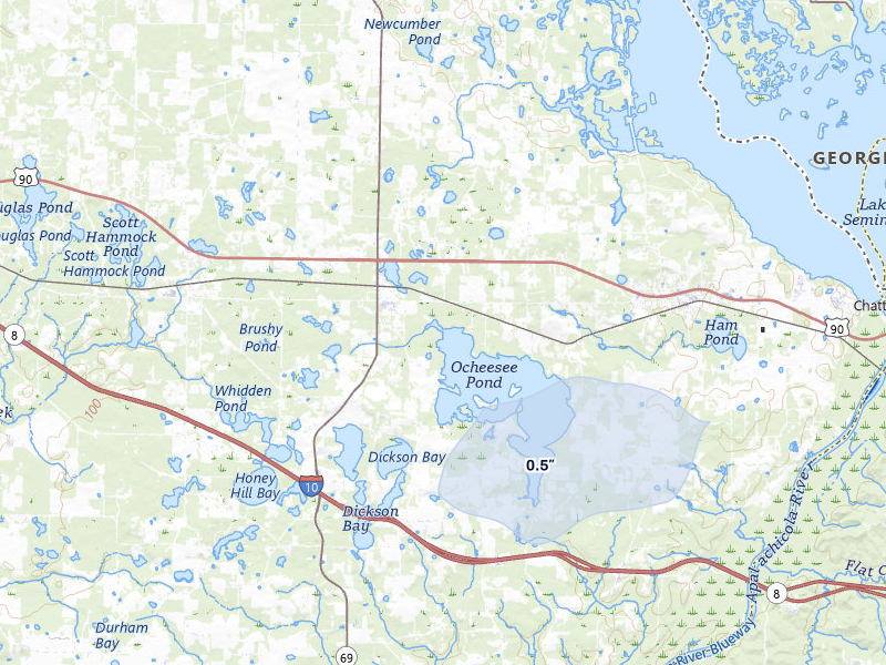 NEXRAD radar-signature map of the hail storm over Grand Ridge, FL on Jun 30, 2026