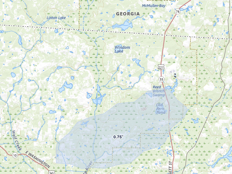NEXRAD radar-signature map of the hail storm over Greenville, FL on Mar 16, 2026